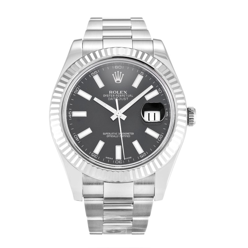 Best AAA Black Baton Dial Replica Rolex Datejust II 116334-41 MM