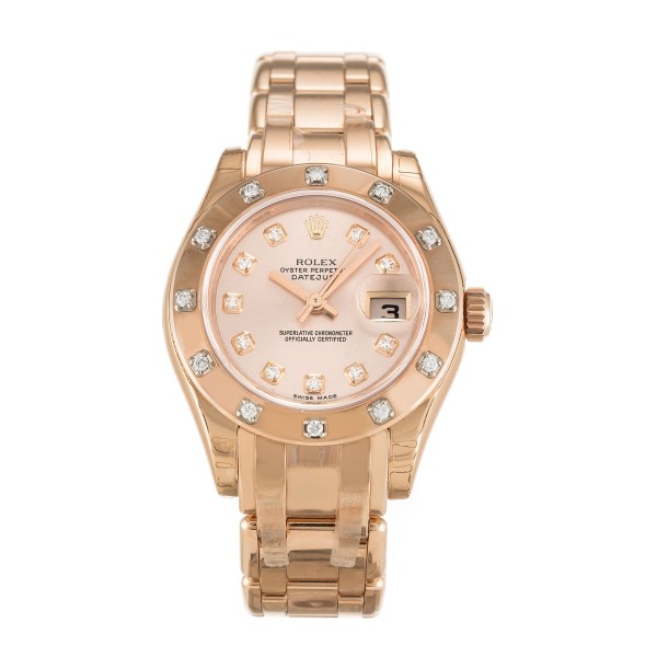 Best AAA Rose Diamond Dial Replica Rolex Pearlmaster 80315-29 MM