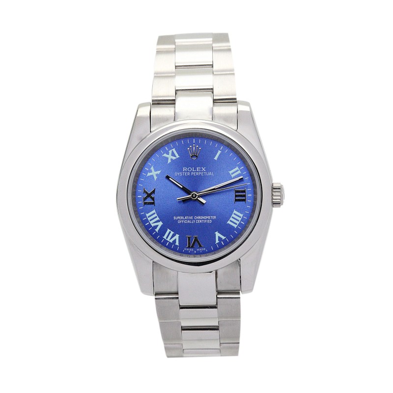 Best AAA Blue Roman Numeral Dial Replica Rolex Lady Oyster Perpetual 177200-31 MM