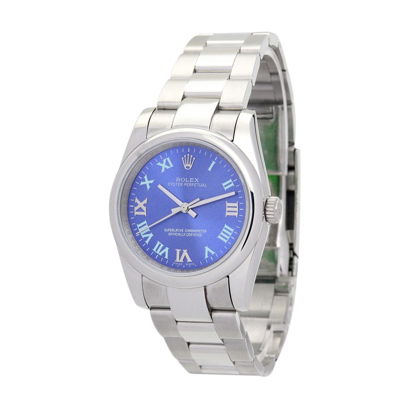 Best AAA Blue Roman Numeral Dial Replica Rolex Lady Oyster Perpetual 177200-31 MM