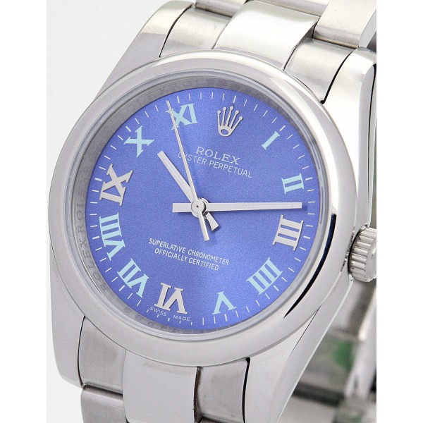 Best AAA Blue Roman Numeral Dial Replica Rolex Lady Oyster Perpetual 177200-31 MM