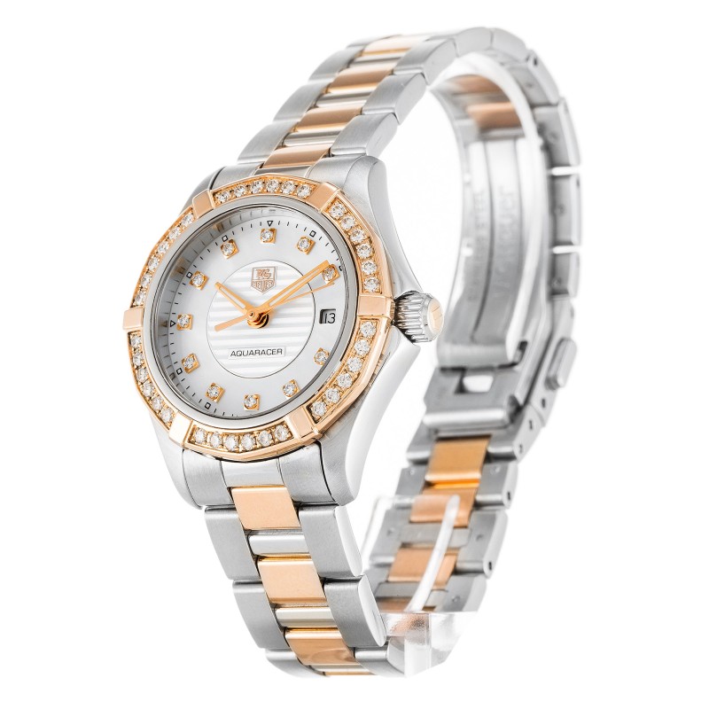 Best AAA Mother of Prearl - White Diamond Dial 27 MM Replica Tag Heuer Aquaracer WAP1452.BD0837-27 MM