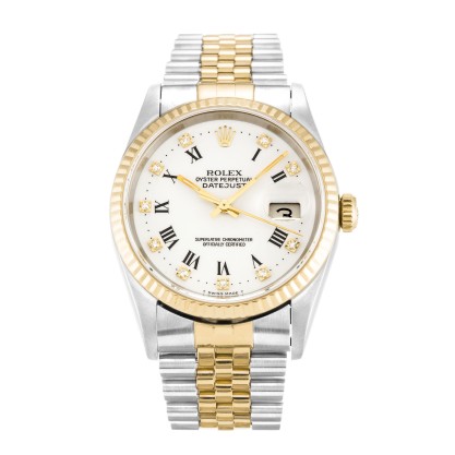 Best AAA White Roman Numeral Diamond Dial Replica Rolex Datejust 16233-36 MM