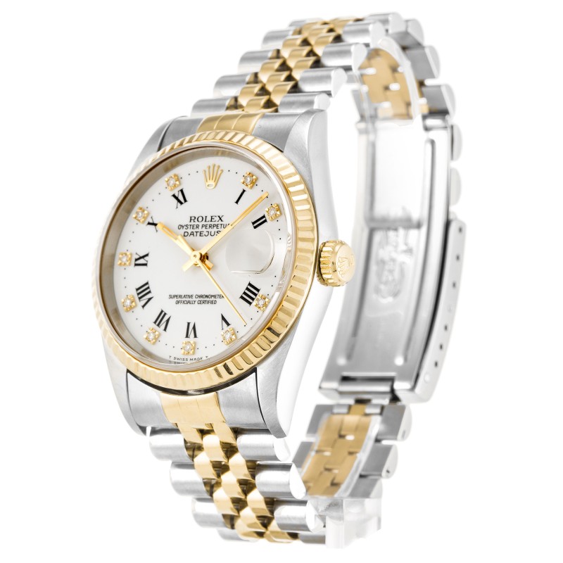 Best AAA White Roman Numeral Diamond Dial Replica Rolex Datejust 16233-36 MM