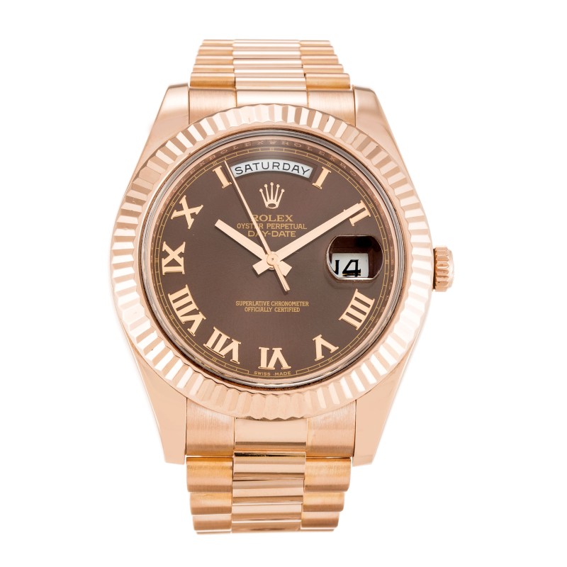 Best AAA Chocolate Roman Numeral Dial Replica Rolex Day-Date II 218235-41 MM