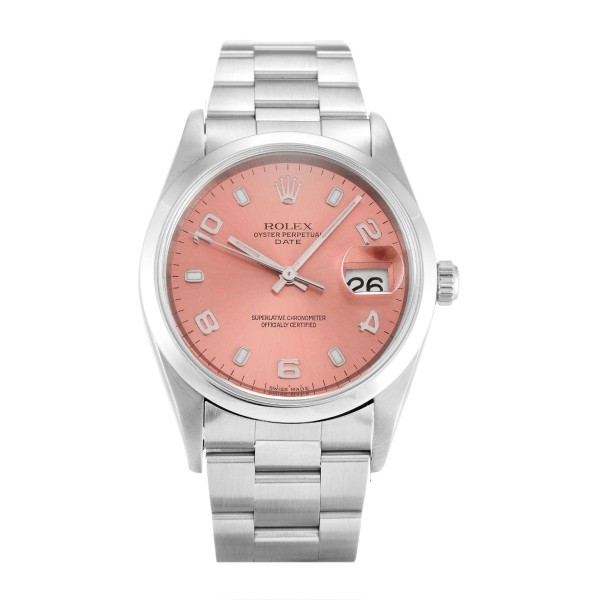 Best AAA Salmon Arabic Dial Replica Rolex Oyster Perpetual Date 15200-34 MM