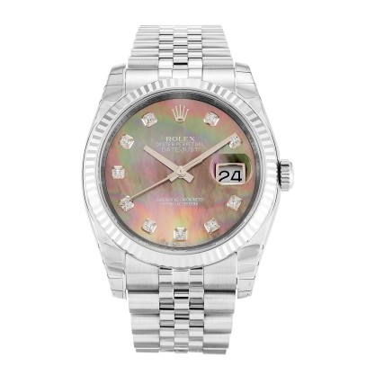 Best AAA Mother of Pearl Black - Diamond Dial Replica Rolex Datejust 116234-36 MM