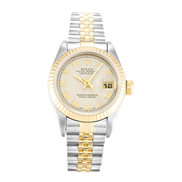 Best AAA Ivory Pyramid Roman Numeral Dial Replica Rolex Datejust Lady 69173-26 MM