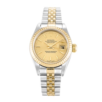 Best AAA Champagne Baton Dial Replica Rolex Datejust Lady 79173-26 MM