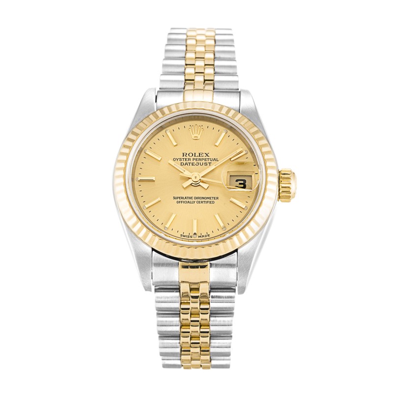 Best AAA Champagne Baton Dial Replica Rolex Datejust Lady 79173-26 MM