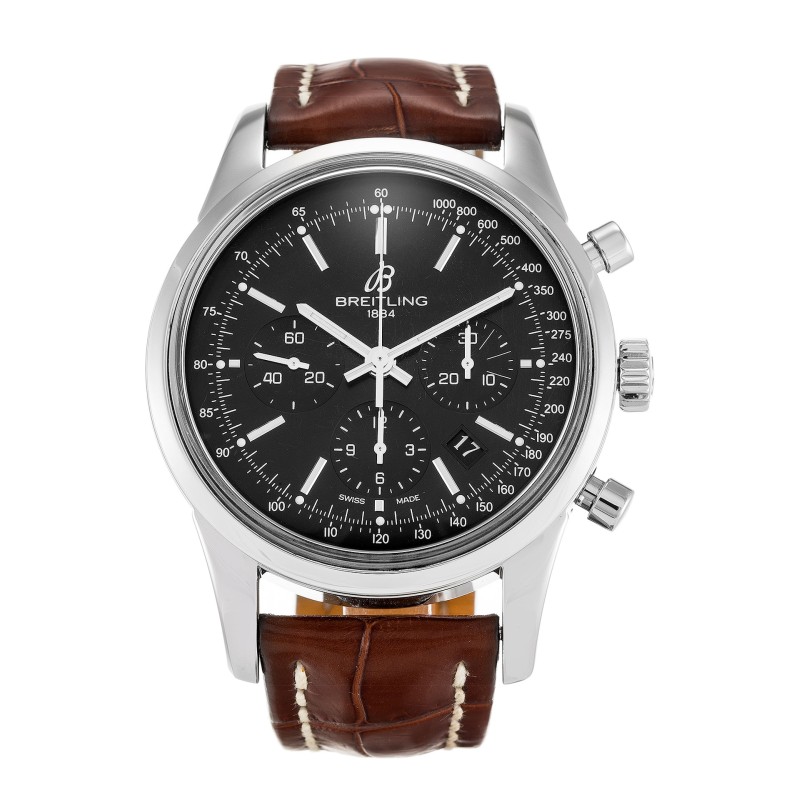 Best AAA Black Baton Dial Replica Breitling Transocean Chronograph AB0152-43 MM