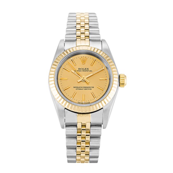 Best AAA Champagne Baton Dial Replica Rolex Lady Oyster Perpetual 76193-24 MM