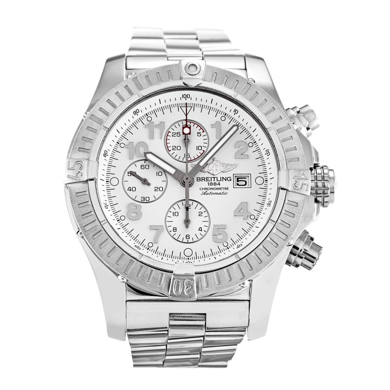 Best AAA White Arabic Dial Replica Breitling Super Avenger A13370-48.4 MM