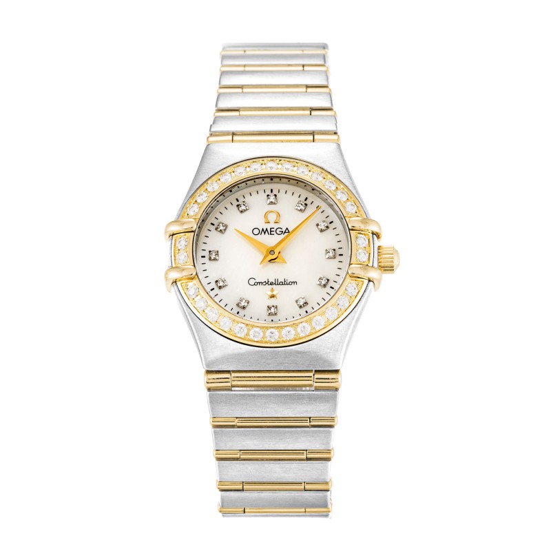 Best AAA Moteher of Pearl - White Diamond Dial Replica Omega Constellation Mini 1267.75.00-22.5 MM