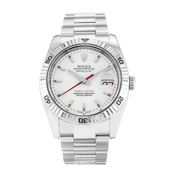 Best AAA White Baton Dial Replica Rolex Turn-O-Graph 116264-36 MM