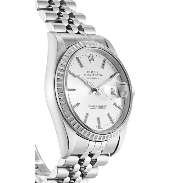 Best AAA Silver Baton Dial Women 36 MM Replica Rolex Datejust 16220-36 MM