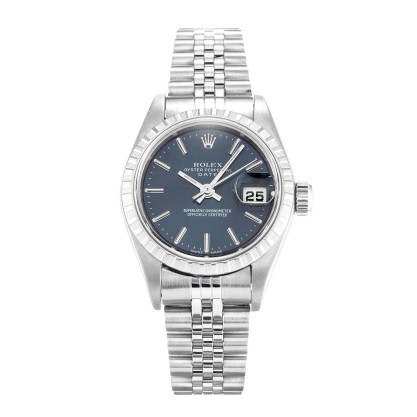 Best AAA Blue Baton DIal Replica Rolex Lady Oyster Perpetual 79240-25 MM