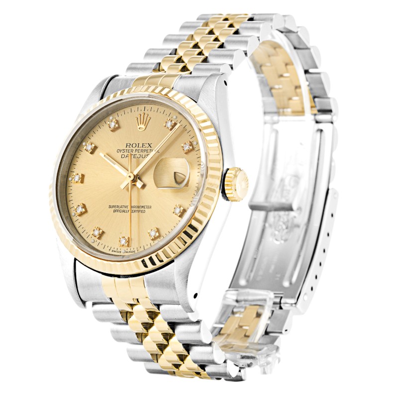 Best AAA Champagne Diamond Dial Replica Rolex Datejust 16233-36 MM