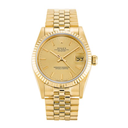 Best AAA Champagne Baton Dial Replica Rolex Mid-Size Datejust 68278-31 MM