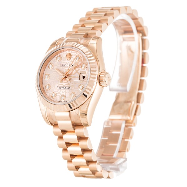 Best AAA Rose Gold Diamond(Jubilee) Dial Women 26 MM Replica Rolex Datejust Lady 179175-26 MM