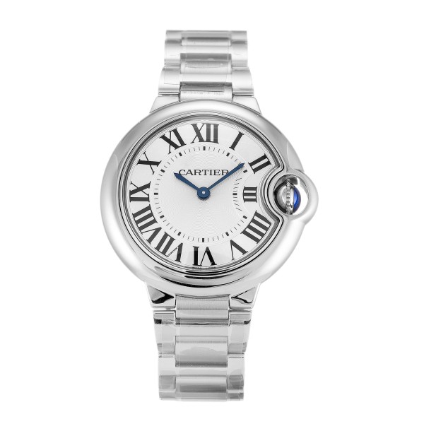 Best AAA Silver Roman Numeral Dial Replica Cartier Ballon Bleu W6920084-33 MM