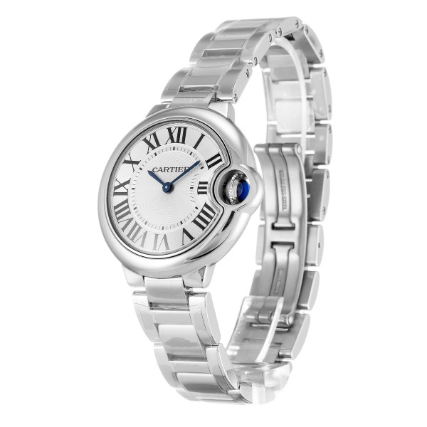 Best AAA Silver Roman Numeral Dial Replica Cartier Ballon Bleu W6920084-33 MM