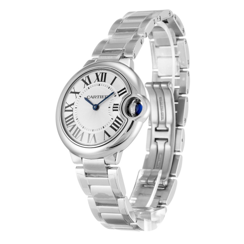 Best AAA Silver Roman Numeral Dial Replica Cartier Ballon Bleu W6920084-33 MM