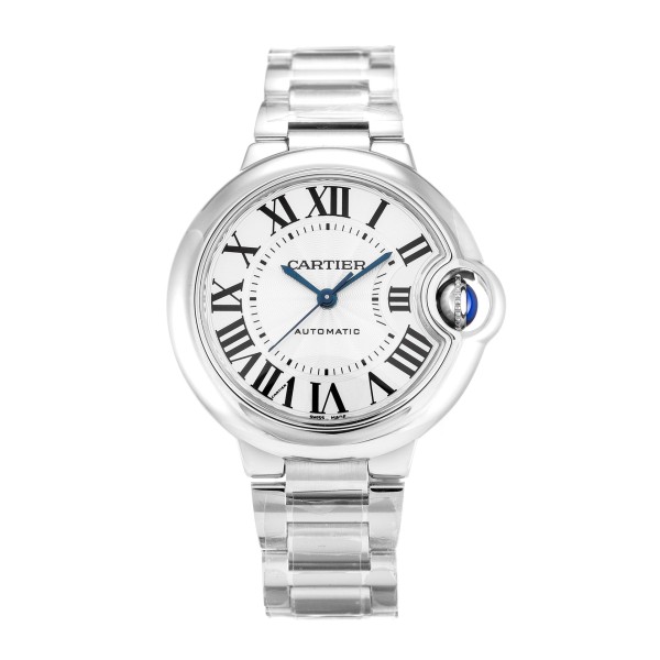 Best AAA Silver Roman Numeral Dial Replica Cartier Ballon Bleu W6920071-33 MM