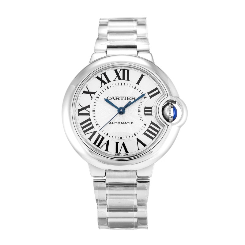 Best AAA Silver Roman Numeral Dial Replica Cartier Ballon Bleu W6920071-33 MM