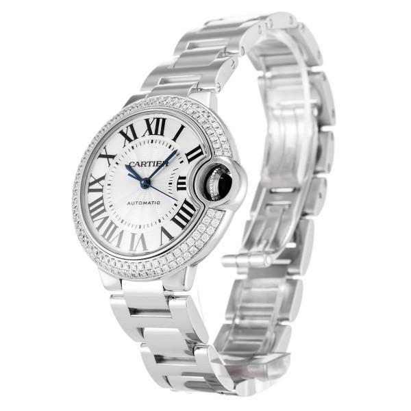 Best AAA Silver Roman Numeral Dial Replica Cartier Ballon Bleu WE902035-33 MM