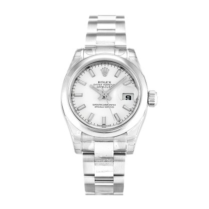 Best AAA White Baton Dial Replica Rolex Datejust Lady 179160-26 MM