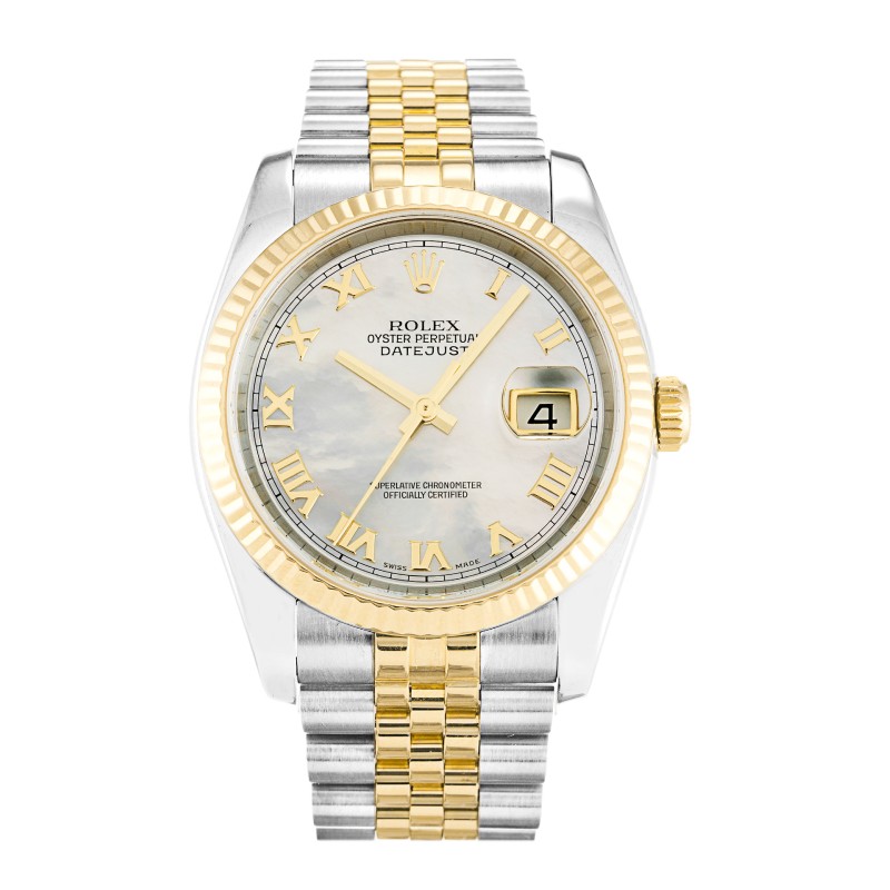 Best AAA Mother of Pearl - White Roman Numeral Dial Replica Rolex Datejust 116233-36 MM