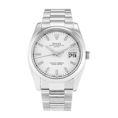 Best AAA White Baton Dial Replica Rolex Oyster Perpetual Date 115200-34 MM