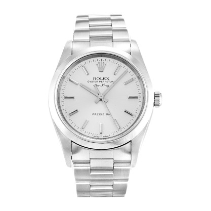 Best AAA Silver Baton Dial Replica Rolex Air-King 14000M-34 MM