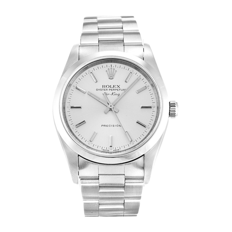 Best AAA Silver Baton Dial Replica Rolex Air-King 14000M-34 MM