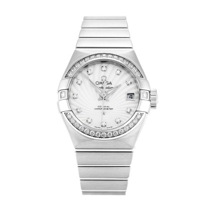 Best AAA Mother of Pearl - White Diamond Dial Replica Omega Constellation Ladies 123.15.27.20.55.001-27 MM