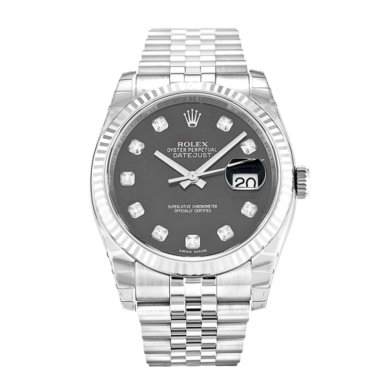 Best AAA Black Diamond Dial Replica Rolex Datejust 116234-36 MM