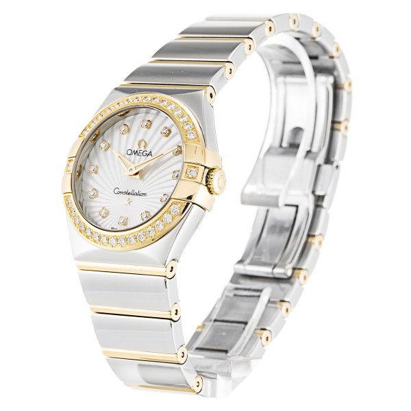 Best AAA Mother of Pearl - White Diamondd Dial Replica Omega Constellation Ladies 123.25.27.60.55.008-27 MM