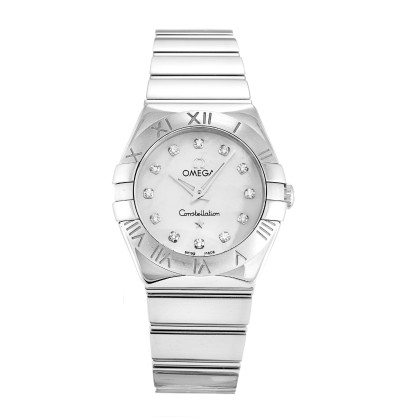 Best AAA Mother of Pearl - White Diamond Dial Replica Omega Constellation Mini 123.10.24.60.55.002-24 MM