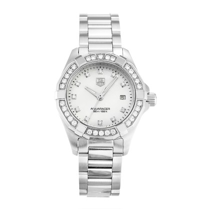 Best AAA Mother of Pearl - Silver Diamond Dial Replica Tag Heuer Aquaracer WAY1414.BA0920-27 MM