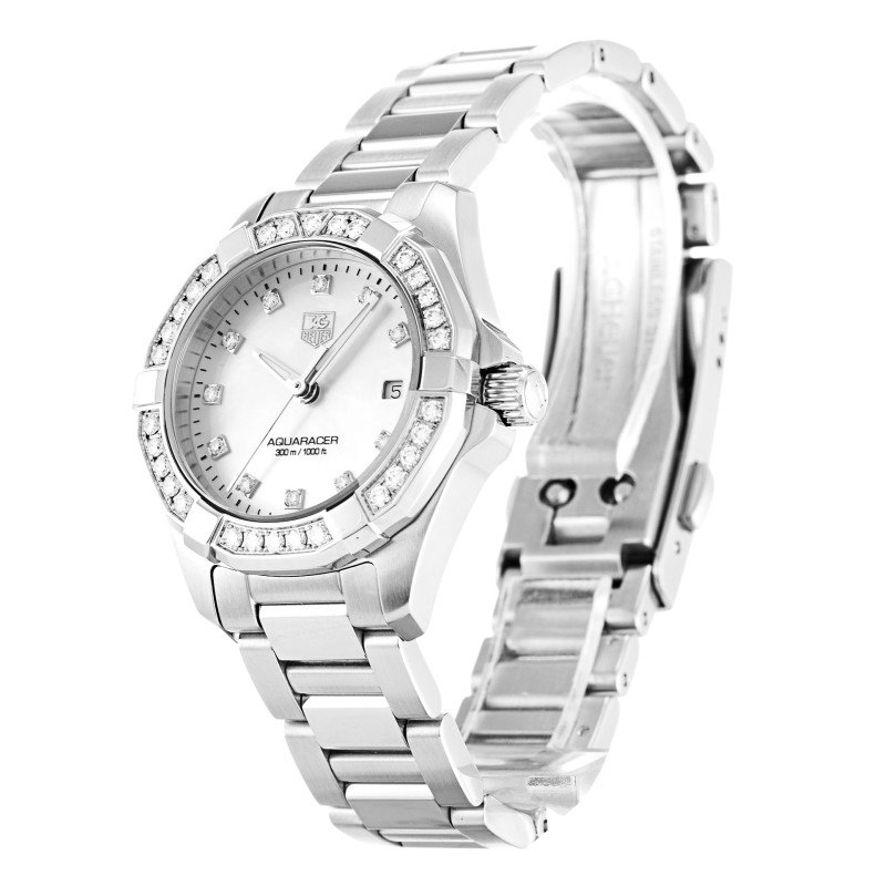 Best AAA Mother of Pearl - Silver Diamond Dial Replica Tag Heuer Aquaracer WAY1414.BA0920-27 MM