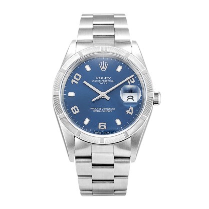 UK Best Blue Arabic Dial Replica Rolex Oyster Perpetual Date 15210-34 MM