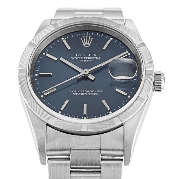 Best AAA Blue Baton Dial Replica Rolex Oyster Perpetual Date 15210-34 MM