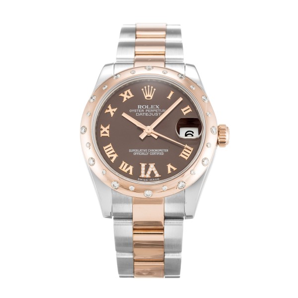 Best AAA Chocolate Roman Numeral Diamond Dial Replica Rolex Datejust Lady 178341-31 MM