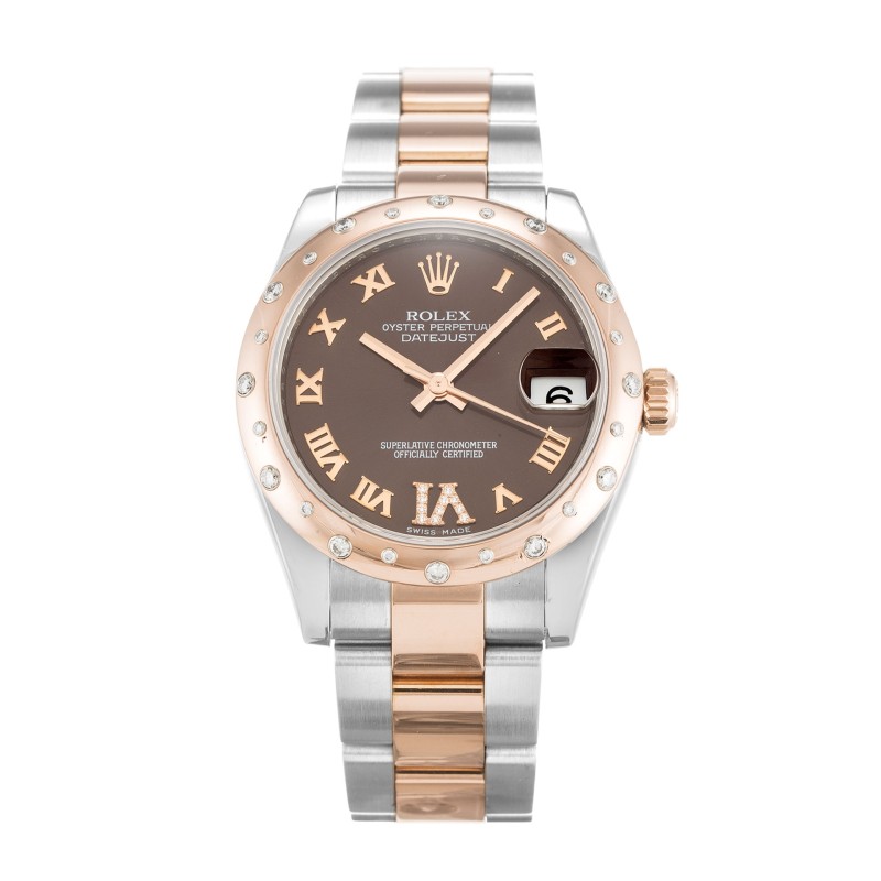 Best AAA Chocolate Roman Numeral Diamond Dial Replica Rolex Datejust Lady 178341-31 MM