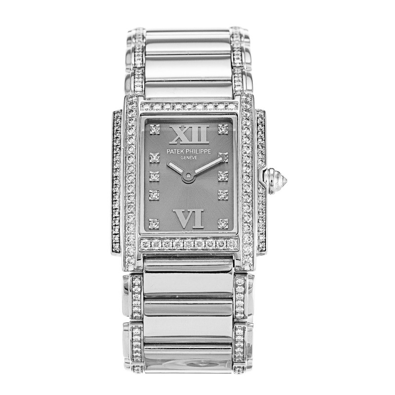 Best AAA Grey Diamond Dial Replica Patek Philippe Twenty-4 4908/310G-22.8 MM