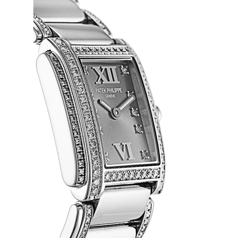 Best AAA Grey Diamond Dial Replica Patek Philippe Twenty-4 4908/310G-22.8 MM