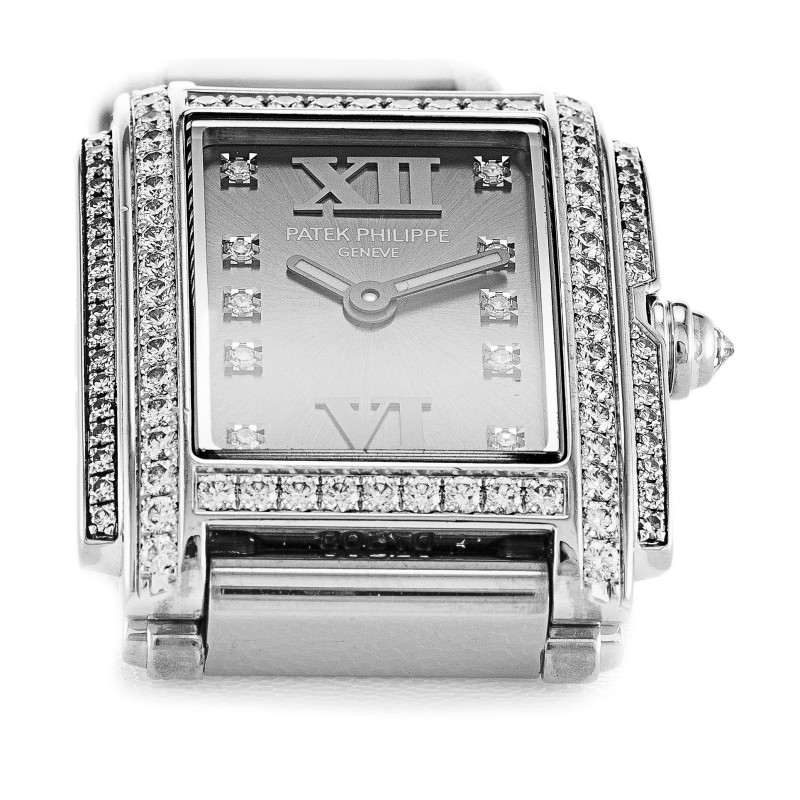 Best AAA Grey Diamond Dial Replica Patek Philippe Twenty-4 4908/310G-22.8 MM