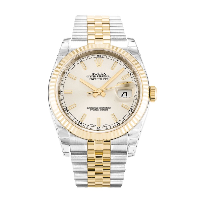 Best AAA Silver Baton Dial 36 MM Women Replica Rolex Datejust 116233-36 MM