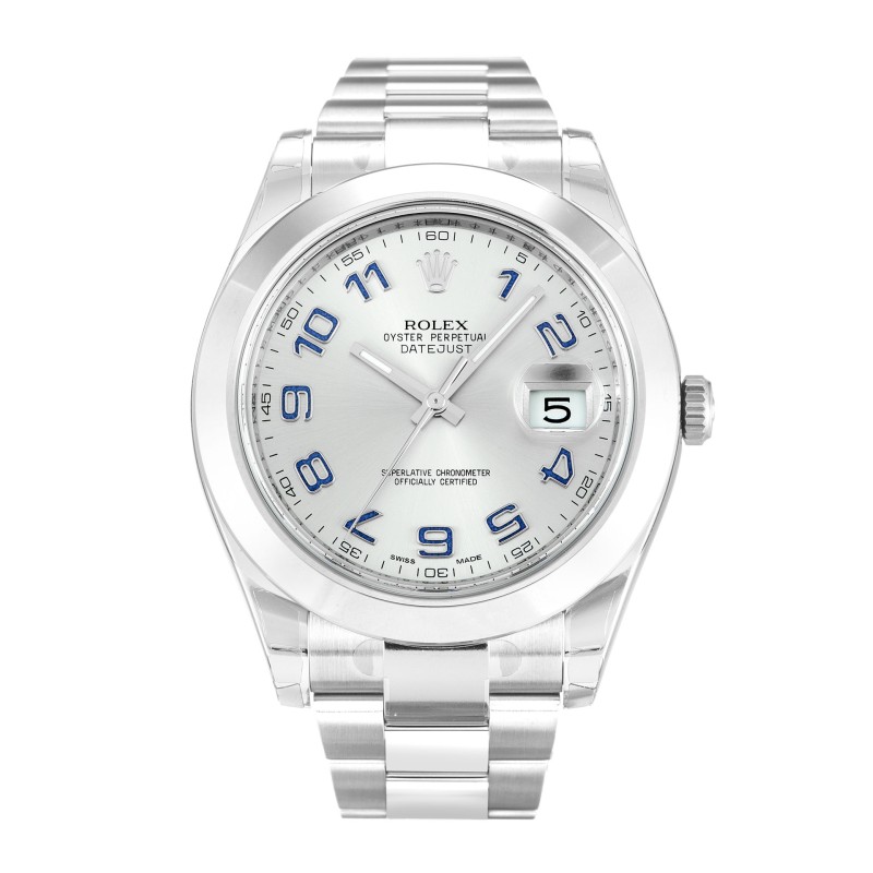 Best AAA Silver Arabic Dial Replica Rolex Datejust II 116300-41 MM